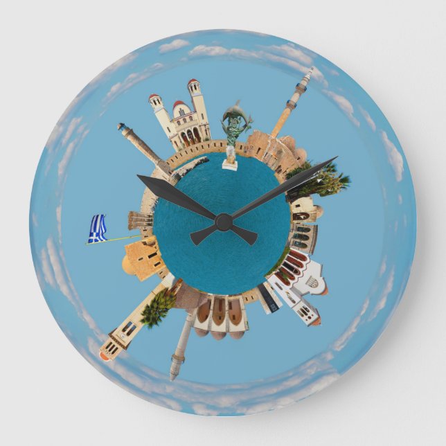 Reloj Redondo Grande Ciudad del Rethymno Grecia pequeño planeta hito (Anverso)