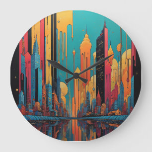 Reloj Redondo Grande Ciudad psicodélica