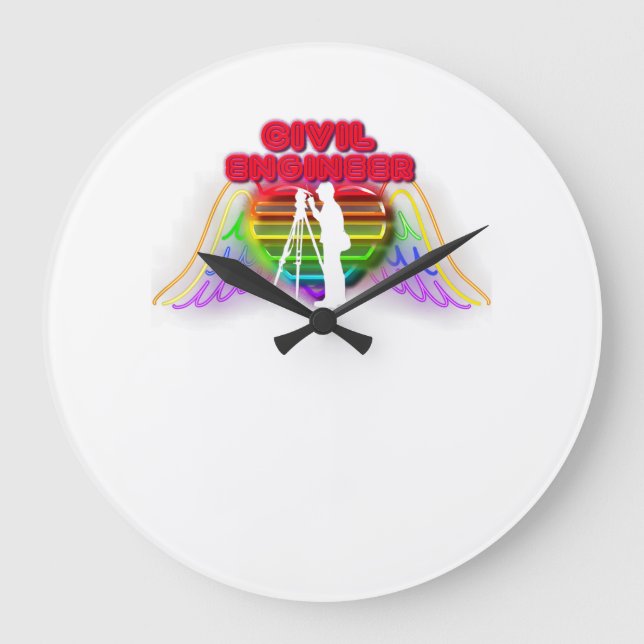 Reloj Redondo Grande Civil Engineer Colourful Funny Presents For Civil (Anverso)