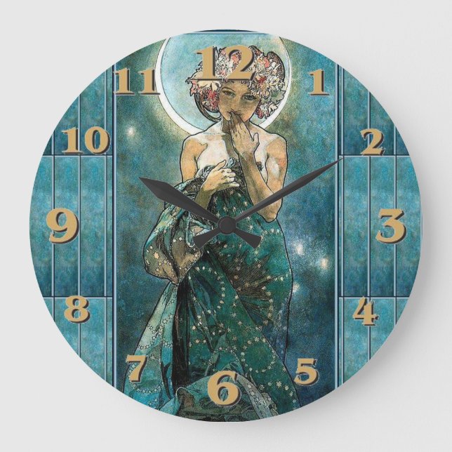 Reloj Redondo Grande Clair de Lune - Mucha (Anverso)