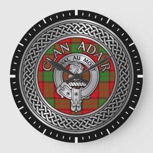 Reloj Redondo Grande Clan Adair Escudo y Tartan Knot