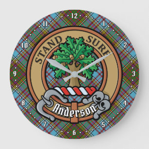 Reloj Redondo Grande Clan Anderson Escudo sobre Tartán