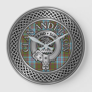 Reloj Redondo Grande Clan Anderson Escudo & Tartan Knot