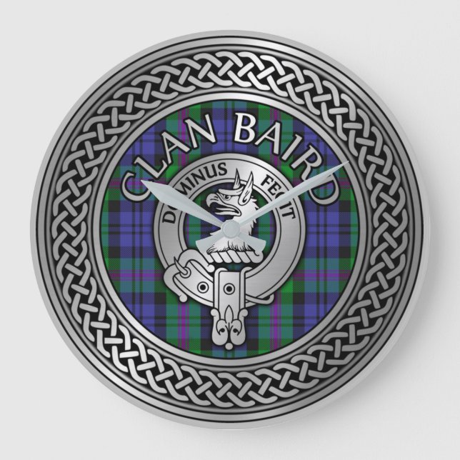 Reloj Redondo Grande Clan Baird Escudo y Tartan Knot (Anverso)