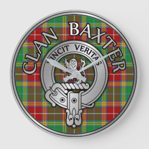 Reloj Redondo Grande Clan Baxter Escudo y Tartán