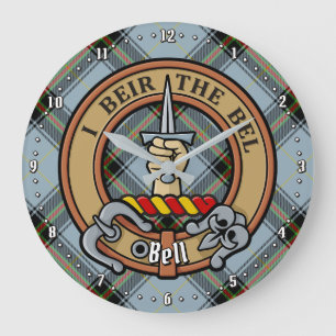 Reloj Redondo Grande Clan Bell Escudo sobre Tartán