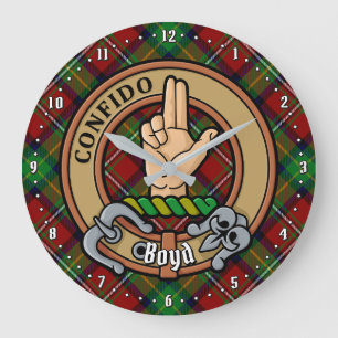 Reloj Redondo Grande Clan Boyd Escudo sobre Tartán