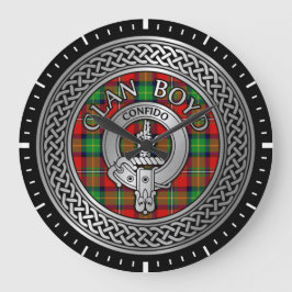 Reloj Redondo Grande Clan Boyd Escudo y Tartan Knot
