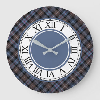 Reloj Redondo Grande Clan Brown de Mackenzie y frontera azul del tartán