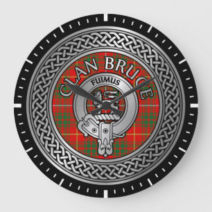 Reloj Redondo Grande Clan Bruce Escudo y Tartan Knot