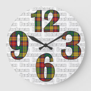 Reloj Redondo Grande Clan Buchanan Tartan Plantan Reloj Grande