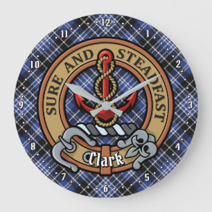 Reloj Redondo Grande Clan Clark Escudo por Tartán
