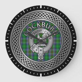 Reloj Redondo Grande Clan Cockburn Escudo y Tartan Knot