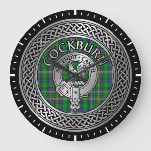 Reloj Redondo Grande Clan Cockburn Escudo y Tartan Knot