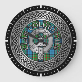 Reloj Redondo Grande Clan Colquhoun Escudo y Tartan Knot