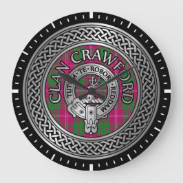 Reloj Redondo Grande Clan Crawford Escudo y Tartan Knot