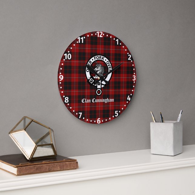 Reloj Redondo Grande Clan Cunningham Badge & Tartan (Oficina)