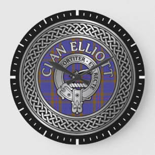Reloj Redondo Grande Clan ELLioTT Escudo y Tartan Knot reloj grande
