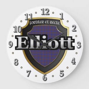 Reloj Redondo Grande Clan Elliott Tartan Scottish Dream Clock