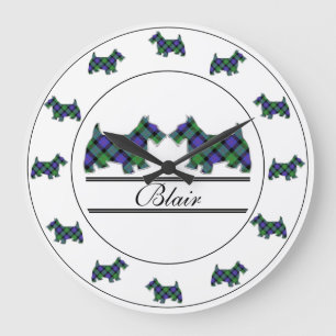 Reloj Redondo Grande Clan escocés Blair Tartan Plaid Scottie Dogs