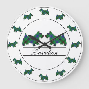 Reloj Redondo Grande Clan escocés Davidson Tartan Plaid Scottie Dogs