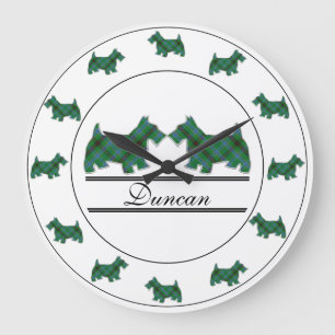 Reloj Redondo Grande Clan escocés Duncan Tartan Plaid Scottie Perros