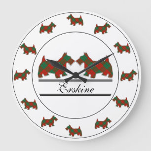 Reloj Redondo Grande Clan escocés Erskine Tartan Plaid Scottie Dogs