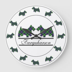Reloj Redondo Grande Clan escocés Farquharson Tartan Scottie Dogs