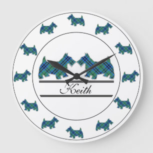 Reloj Redondo Grande Clan escocés Keith Tartan Plaid Scottie Dogs