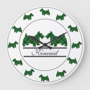 Reloj Redondo Grande Clan escocés Kincaid Tartan Plaid Scottie Dogs