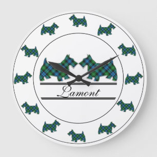 Reloj Redondo Grande Clan escocés Lamont Tartan Plaid Scottie Dogs