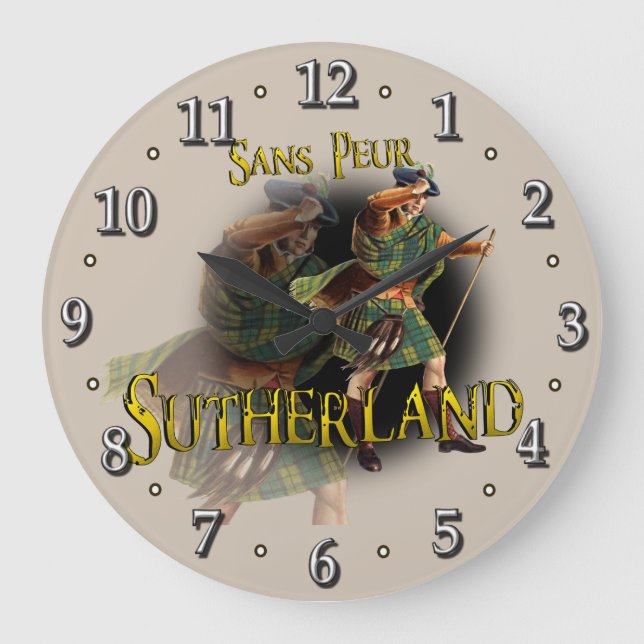 Reloj Redondo Grande Clan escocés Sutherland Tartán (Anverso)