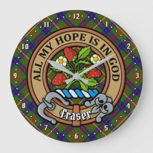 Reloj Redondo Grande Clan Fraser Escudo sobre la caza de tartán