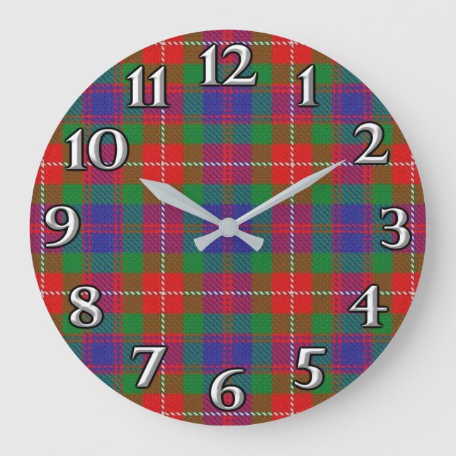 Reloj Redondo Grande Clan Fraser Fraser de Lovat Tartán (Anverso)