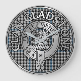 Reloj Redondo Grande Clan Gladstone Escudo y Tartán