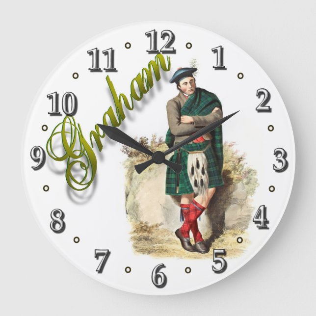 Reloj Redondo Grande Clan Graham Scottish Dream Clock (Anverso)