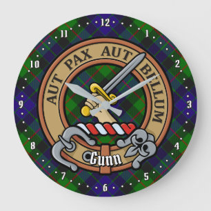 Reloj Redondo Grande Clan Gunn Escudo por Tartán
