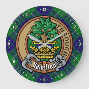 Reloj Redondo Grande Clan Hamilton Escudo sobre la caza de tartán