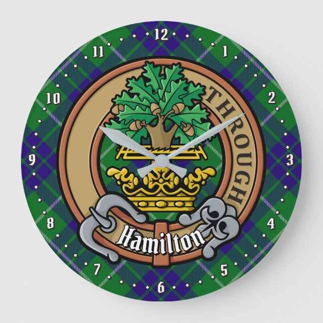 Reloj Redondo Grande Clan Hamilton Escudo sobre la caza de tartán (Anverso)