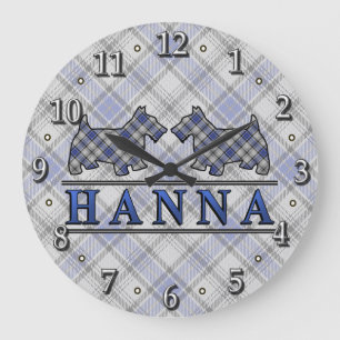 Reloj Redondo Grande Clan Hannay Hanna Tartan Scottie Dogs Clock