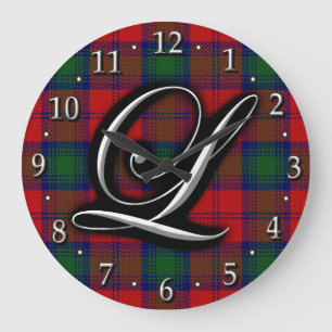 Reloj Redondo Grande Clan Lindsay Lindsey Letter L Monogram Tartan