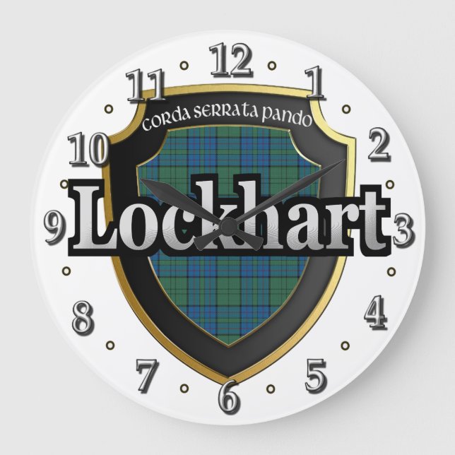 Reloj Redondo Grande Clan Lockhart Tartan Scottish Dream Clock (Anverso)