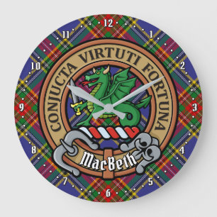 Reloj Redondo Grande Clan MacBeth Escudo sobre Tartán