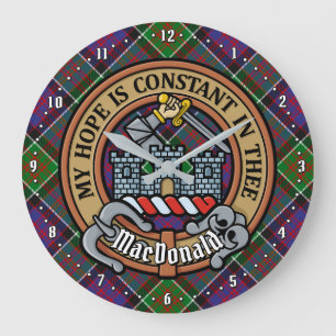 Reloj Redondo Grande Clan MacDonald de Clanranald Escudo sobre Tartán