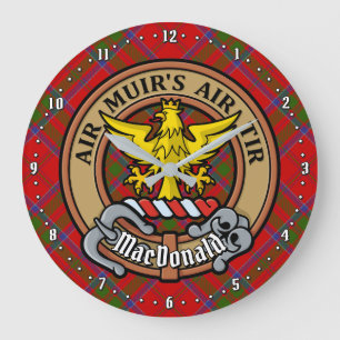 Reloj Redondo Grande Clan MacDonald de Keppoch Escudo sobre Tartán