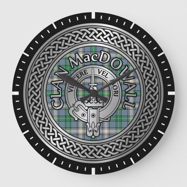 Reloj Redondo Grande Clan MacDowall Escudo & Tartan Knot (Anverso)