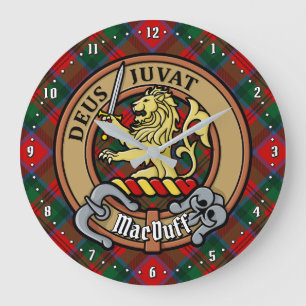 Reloj Redondo Grande Clan MacDuff Escudo sobre Tartán