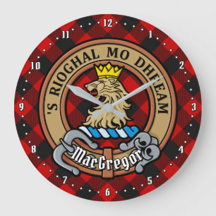 Reloj Redondo Grande Clan MacGregor Escudo sobre Rob Roy Tartán