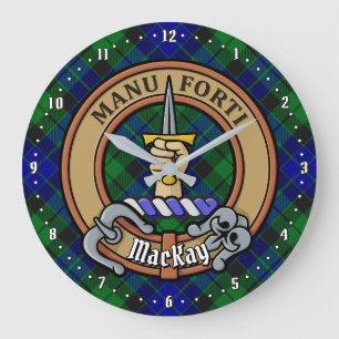 Reloj Redondo Grande Clan MacKay Escudo sobre Tartán