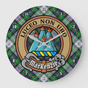 Reloj Redondo Grande Clan MacKenzie Escudo sobre el vestido Tartán
